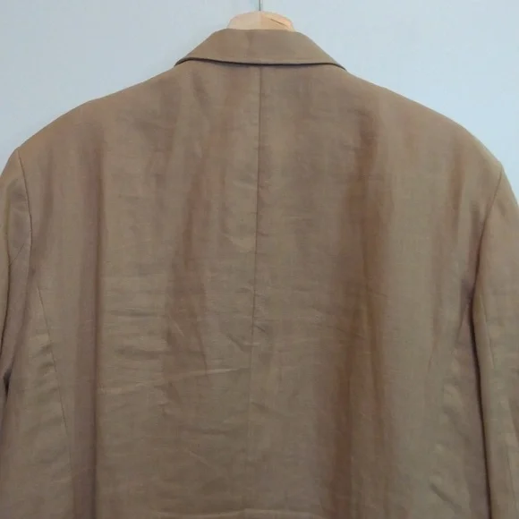 J Crew Tan Unlined Irish Linen 3 Button Sport Jacket44R